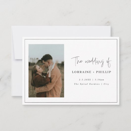 Sleek & Simple 2-Foto Hochzeit Einladung (Vorderseite)