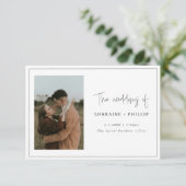 Sleek & Simple 2-Foto Hochzeit Einladung (Stehend Vorderseite)