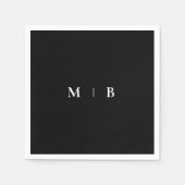 Sleek Simple B/W Monogram Cocktail Serviette (Vorderseite)
