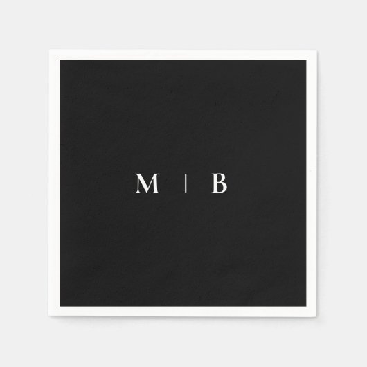 Sleek Simple B/W Monogram Cocktail Serviette (Vorderseite)