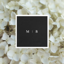 Sleek Simple B/W Monogram Cocktail Serviette