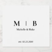 Sleek & Simple B/W Monogram Wedding Label Bierflaschenetikett (Einzelnes Label)