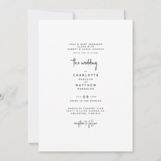 Sleek & Simple Beide Sets Eltern Hochzeit Einladung (Vorderseite)