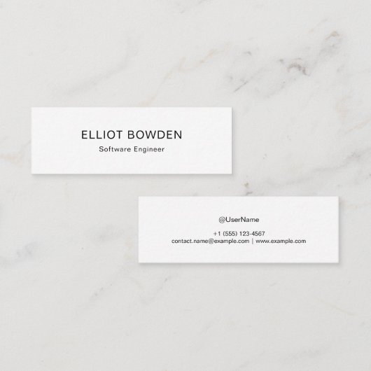 Sleek Simple Design Personalized Calling Card Telefonnummerkarte (Vorne/Hinten)