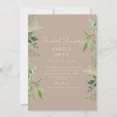 Sleek & Simple Foliage Brautparty Taupe Einladung (Vorderseite)