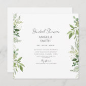 Sleek & Simple Foliage White Brautparty Square Einladung (Vorne/Hinten)