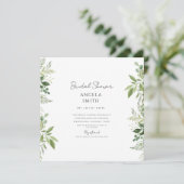 Sleek & Simple Foliage White Brautparty Square Einladung (Stehend Vorderseite)