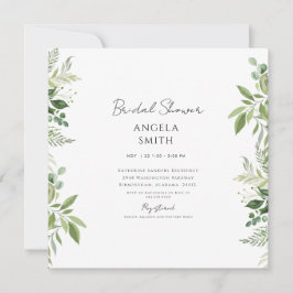 Sleek & Simple Foliage White Brautparty Square Einladung