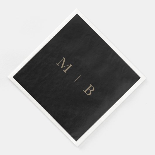 Sleek Simple Gold Monogram Black Cocktail II Serviette (Ecke)