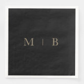 Sleek Simple Gold Monogram Black Cocktail II Serviette (Vorderseite)