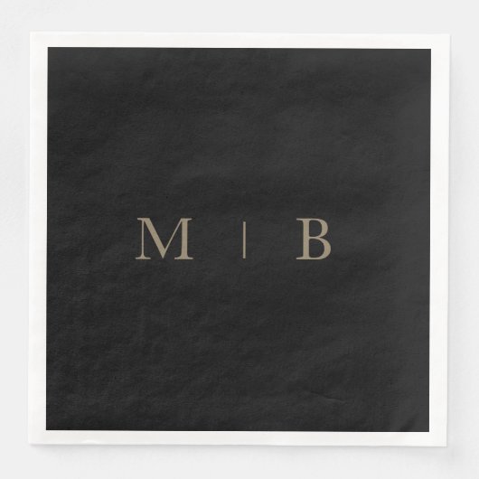 Sleek Simple Gold Monogram Black Cocktail II Serviette (Vorderseite)