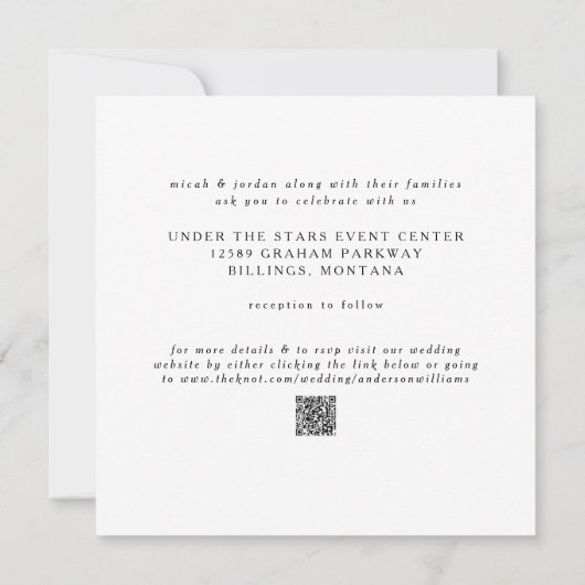 Sleek & Simple Modern B/W Square II Wedding Einladung (Rückseite)