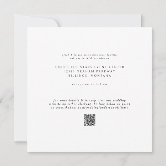 Sleek & Simple Modern B/W Square Wedding II Einladung (Rückseite)