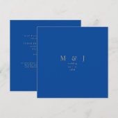Sleek & Simple Modern Cobalt Blue Square Hochzeit Einladung (Vorne/Hinten)