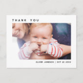 Sleek Simple Modern Custom Foto Baby Dusche Postkarte (Vorderseite)