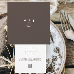 Sleek & Simple Modern Dark Brown Square Wedding Einladung