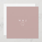 Sleek & Simple Modern Dusty Rose Square Wedding Einladung (Vorne/Hinten)