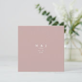 Sleek & Simple Modern Dusty Rose Square Wedding Einladung (Stehend Vorderseite)