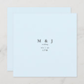 Sleek & Simple Modern Ice Blue Square Wedding Einladung (Vorne/Hinten)