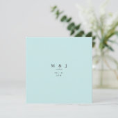 Sleek & Simple Modern Icy Blue Square Wedding Einladung (Stehend Vorderseite)