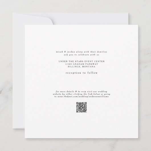 Sleek & Simple Modern Icy Blue Square Wedding Einladung (Rückseite)
