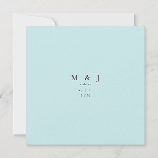Sleek & Simple Modern Icy Blue Square Wedding Einladung (Vorderseite)