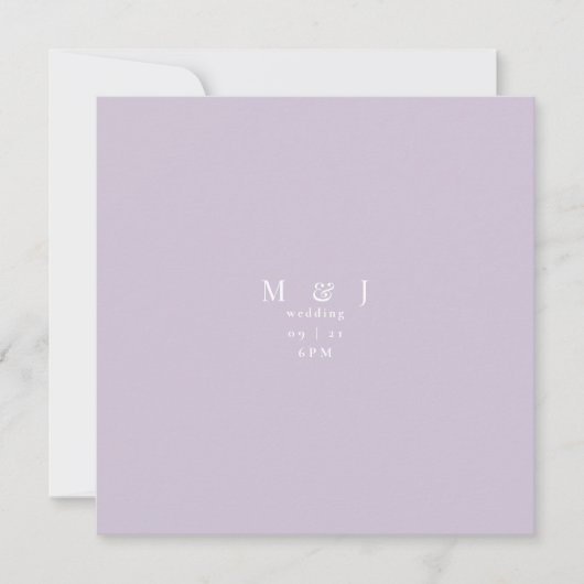 Sleek & Simple Modern Lavender Square Wedding Einladung (Vorderseite)