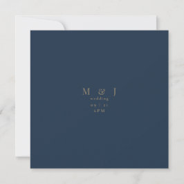 Sleek & Simple Modern Navy Square Wedding Einladung