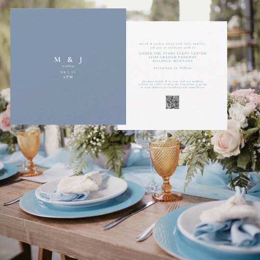 Sleek & Simple Modern Periwinkle Square Wedding Einladung