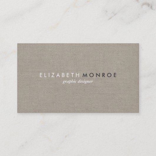 Sleek Simple Modern Rustic Burlap Visitenkarte (Vorderseite)