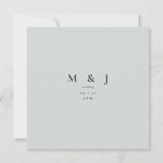 Sleek & Simple Modern Sage Square Wedding Einladung (Vorderseite)