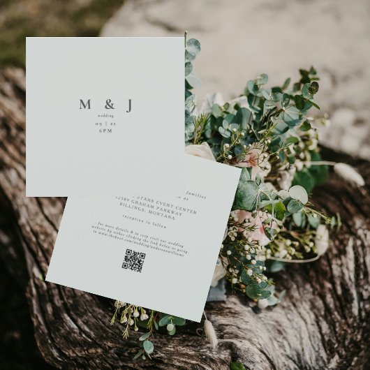 Sleek & Simple Modern Sage Square Wedding Einladung