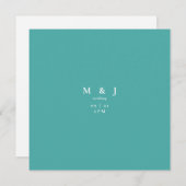Sleek & Simple Modern Turquoise Square Wedding Einladung (Vorne/Hinten)