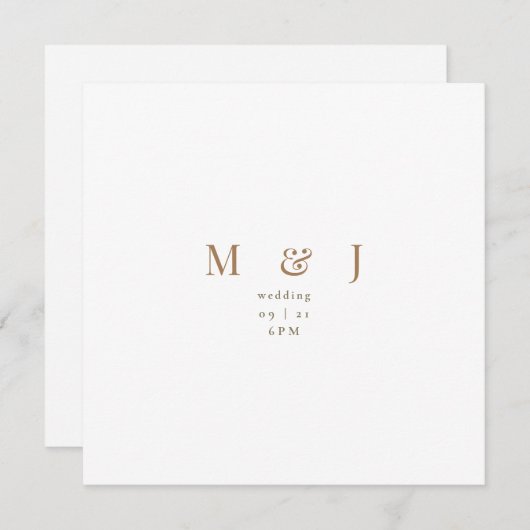 Sleek Simple Modern White Square Wedding Einladung (Vorne/Hinten)