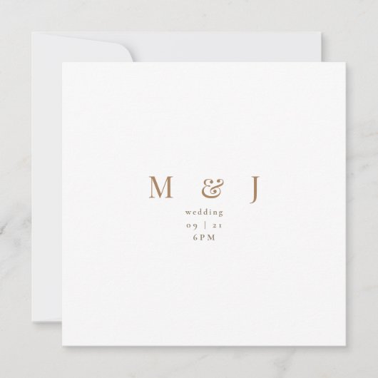 Sleek Simple Modern White Square Wedding Einladung (Vorderseite)