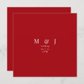 Sleek & Simple Modern Winter Red Square Wedge Einladung (Vorne/Hinten)