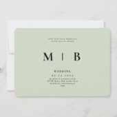 Sleek & Simple Monogram Sage Rounded Wedding Einladung (Vorderseite)
