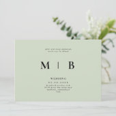 Sleek & Simple Monogram Sage Wedding Einladung (Stehend Vorderseite)
