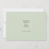 Sleek & Simple Monogram Sage Wedding Einladung (Rückseite)