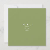 Sleek & Simple Moss Green Square Wedding Einladung (Vorderseite)