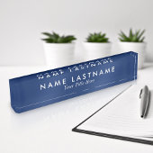 Sleek Simple Navy Blue Custom Desk Namplate Namensplakette