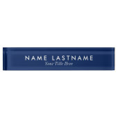 Sleek Simple Navy Blue Custom Desk Namplate Namensplakette (Vorderseite)