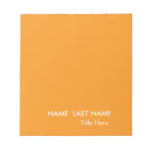 Sleek Simple orange Custom  Notizblock (Vorderseite)