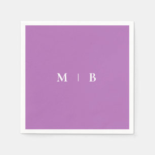 Sleek Simple Orchid & White Monogram Napkins Serviette