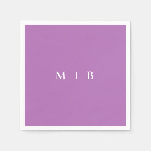 Sleek Simple Orchid & White Monogram Napkins Serviette (Vorderseite)