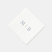 Sleek Simple Periwinkle Monogram White Cocktail Serviette (Ecke)