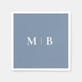 Sleek Simple Periwinkle & White Monogram Cocktail Serviette (Vorderseite)