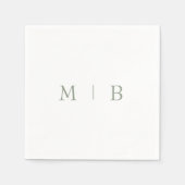 Sleek Simple Sage Monogram White Cocktail Napkins Serviette (Vorderseite)