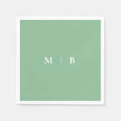 Sleek Simple Summer Green & White Monogram Serviette (Vorderseite)