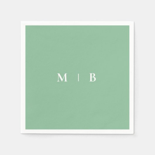 Sleek Simple Summer Green & White Monogram Serviette (Vorderseite)